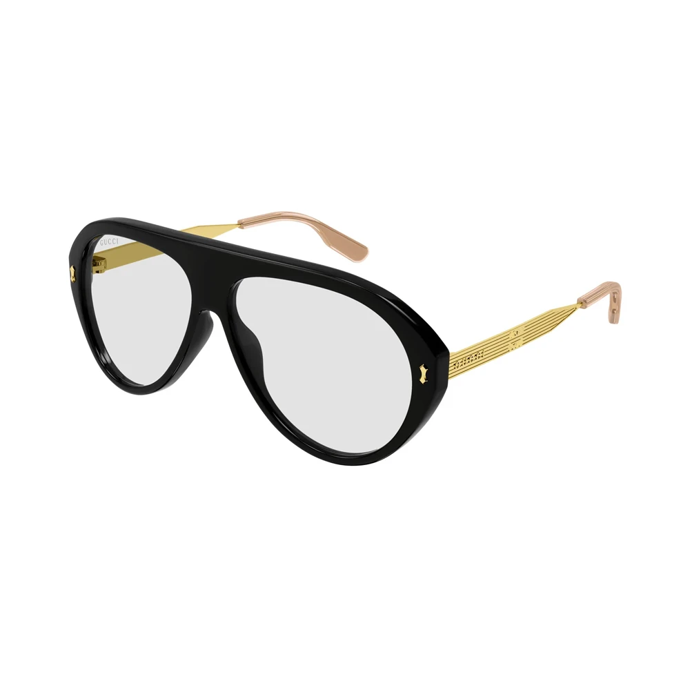 Ochelari de soare Gucci pentru bărbați cu ramă neagră aurie aviator și lentile cu protecție UV