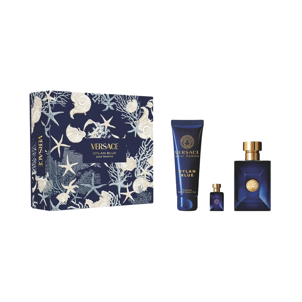 Set Cadou Versace Dylan Blue Pour Homme EDT 100 ml + Spray de Călătorie EDT 5 ml + Gel de Duș 150 ml