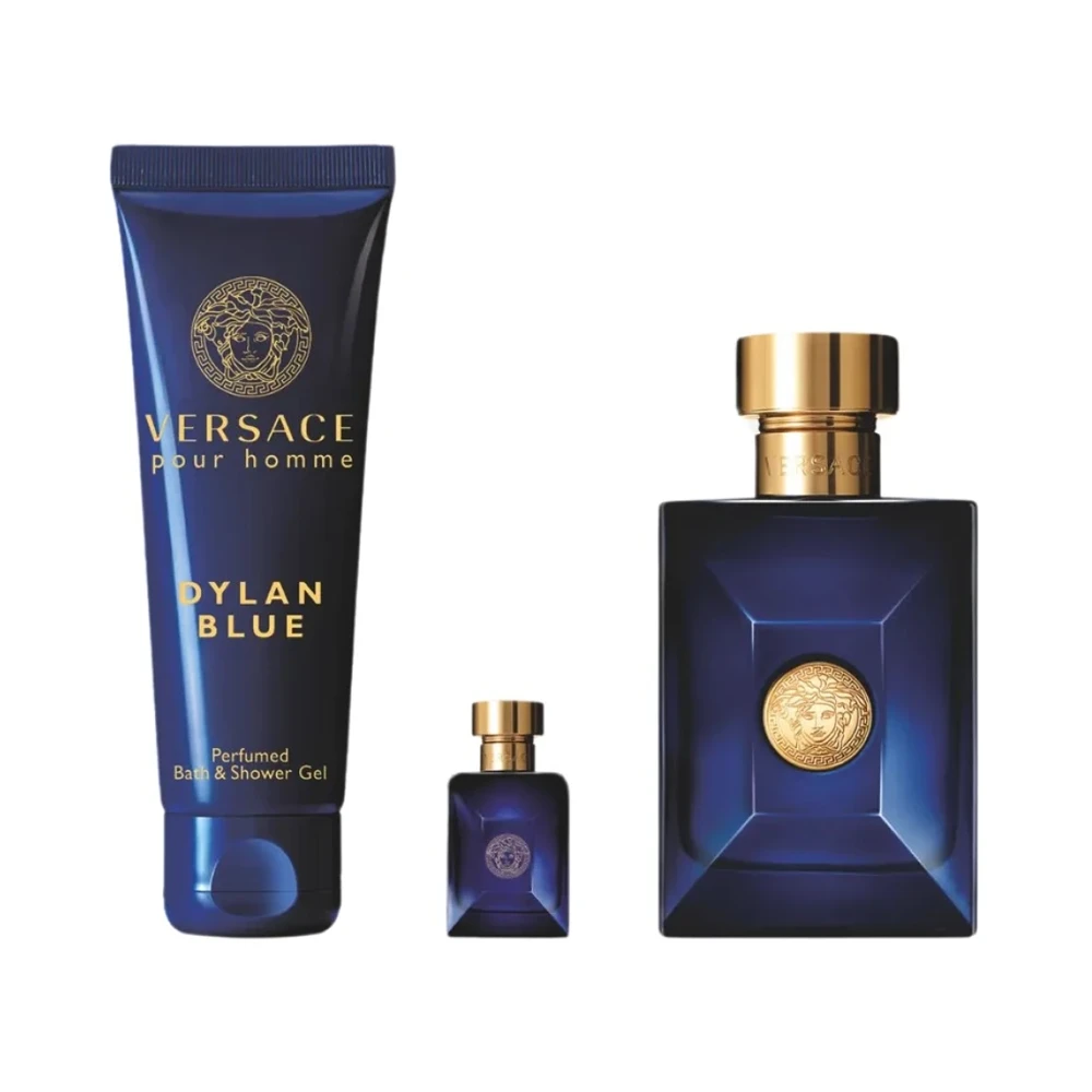 Set Cadou Versace Dylan Blue Pour Homme EDT 100 ml + Spray de Călătorie EDT 5 ml + Gel de Duș 150 ml